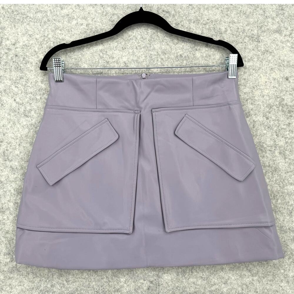NEW Aknvas The Cherry Periwinkle Purple Faux Leather Mini Skirt Size 10